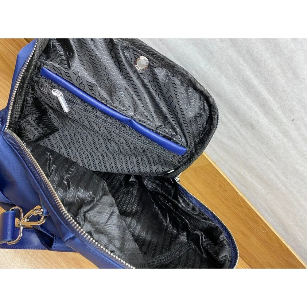 Fashion Women Polyester/Nylon Blue Backpack Shoulder Bag Multiple Pockets